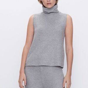 Zara Hem Less Turtleneck Sleeveless Top - Size S